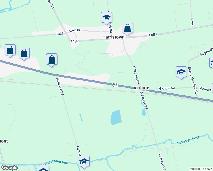 map of restaurants, bars, coffee shops, grocery stores, and more near 3428 Lincoln Highway East in Paradise