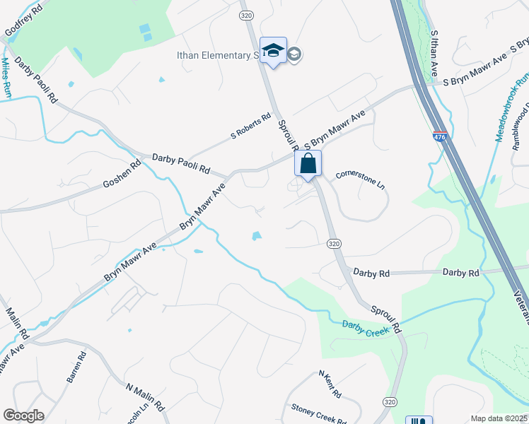 map of restaurants, bars, coffee shops, grocery stores, and more near 753 South Bryn Mawr Avenue in Bryn Mawr