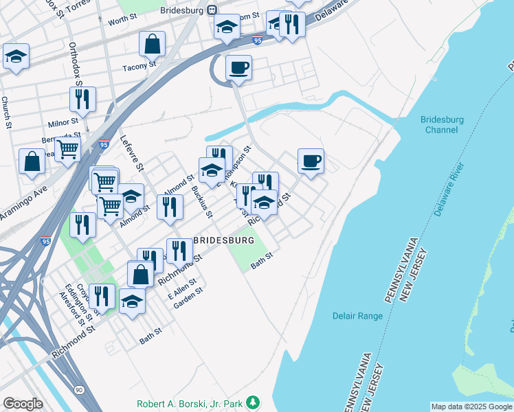 map of restaurants, bars, coffee shops, grocery stores, and more near 4723 Salmon Street in Philadelphia