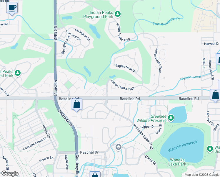 map of restaurants, bars, coffee shops, grocery stores, and more near 352 Morning Star Lane in Lafayette