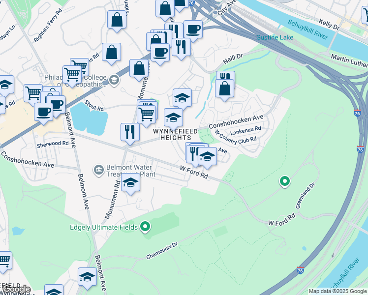 map of restaurants, bars, coffee shops, grocery stores, and more near in Philadelphia