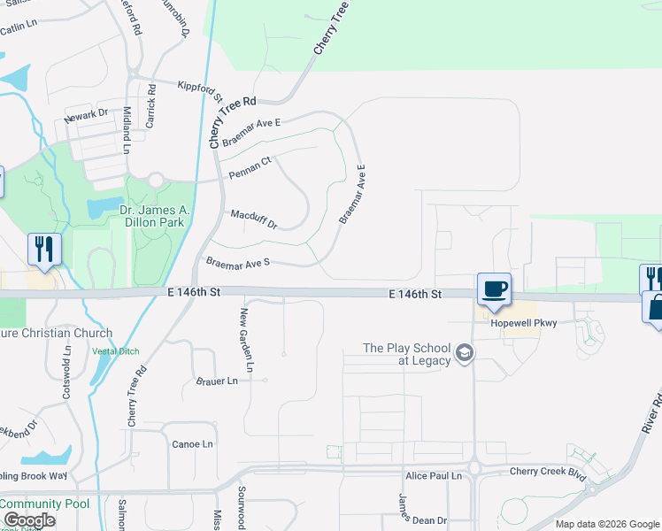 map of restaurants, bars, coffee shops, grocery stores, and more near 14689 Braemar Avenue East in Noblesville