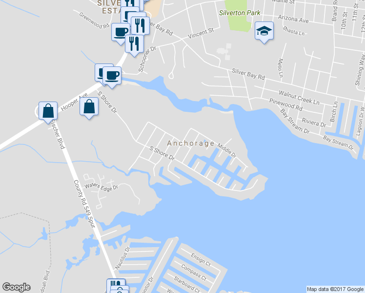 map of restaurants, bars, coffee shops, grocery stores, and more near 30 Clarkson Drive in Toms River