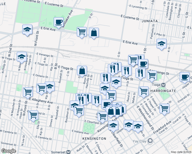 map of restaurants, bars, coffee shops, grocery stores, and more near in Philadelphia