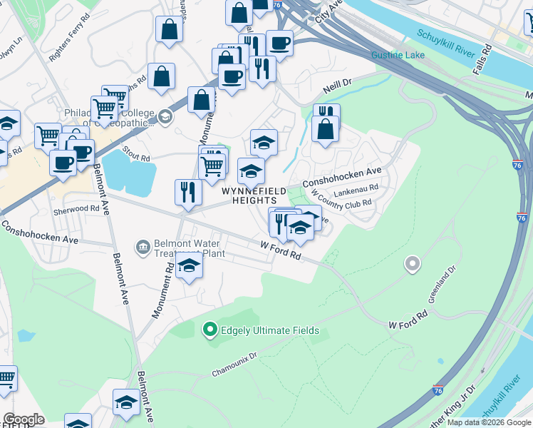 map of restaurants, bars, coffee shops, grocery stores, and more near in Philadelphia