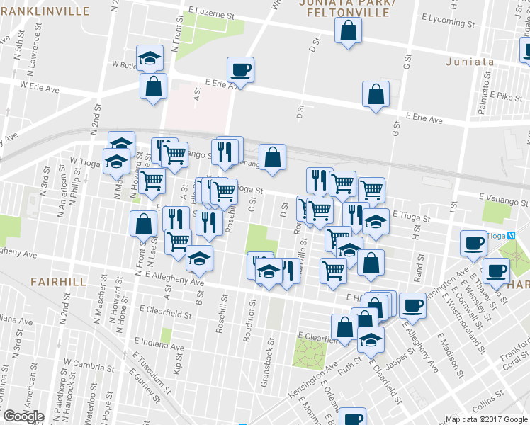 map of restaurants, bars, coffee shops, grocery stores, and more near 3423 Arbor Street in Philadelphia
