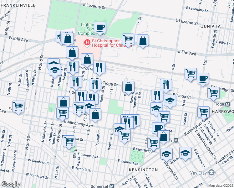 map of restaurants, bars, coffee shops, grocery stores, and more near 3423 Arbor Street in Philadelphia