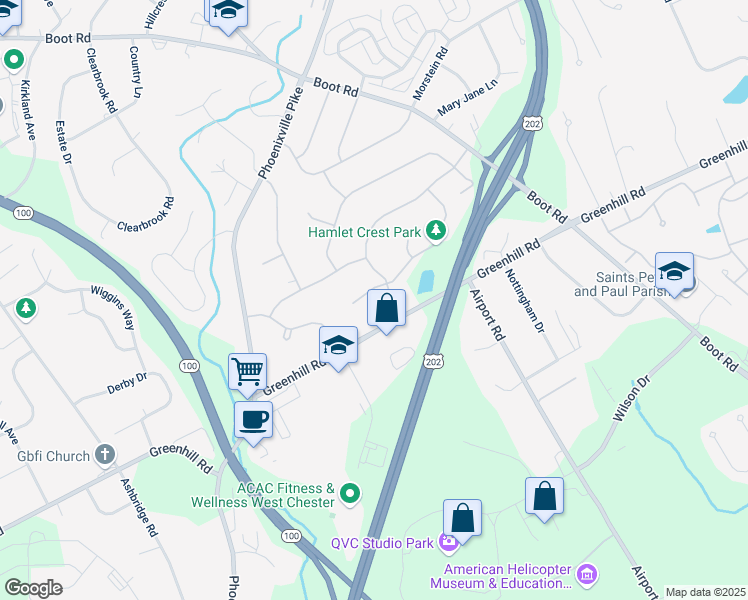 map of restaurants, bars, coffee shops, grocery stores, and more near 1206 Trafalgar Lane in West Chester