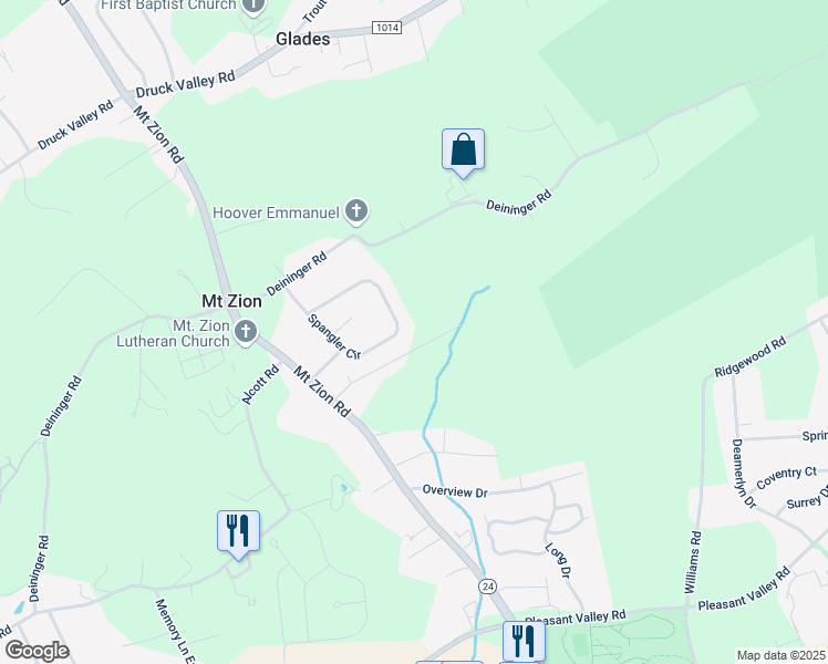 map of restaurants, bars, coffee shops, grocery stores, and more near 2272 Spangler Circle in York