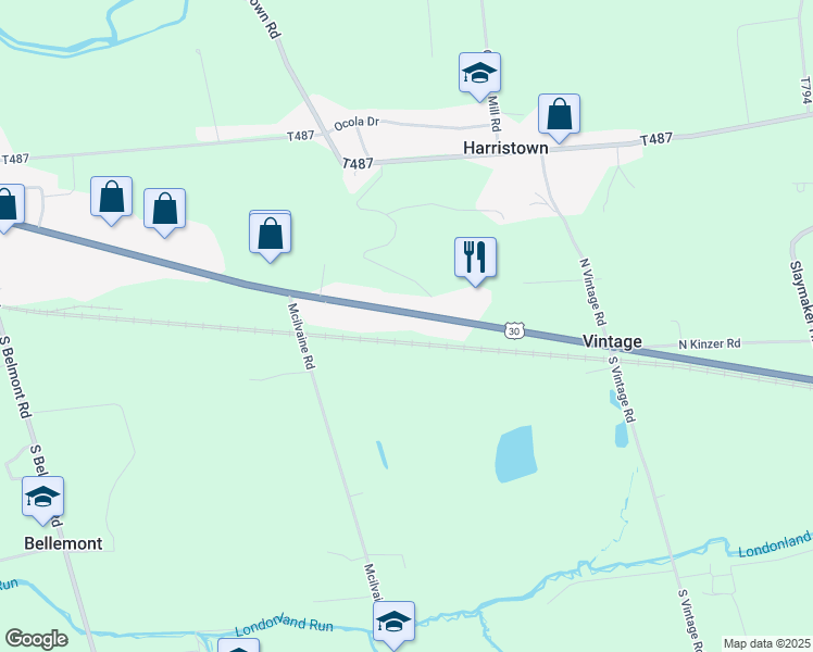 map of restaurants, bars, coffee shops, grocery stores, and more near 3411 Lincoln Highway in Paradise