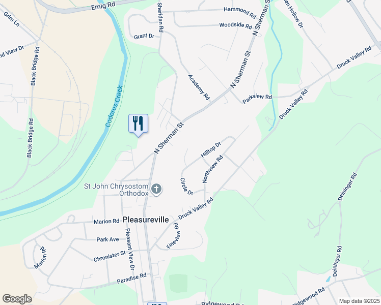 map of restaurants, bars, coffee shops, grocery stores, and more near 1730 Paulson Drive in York