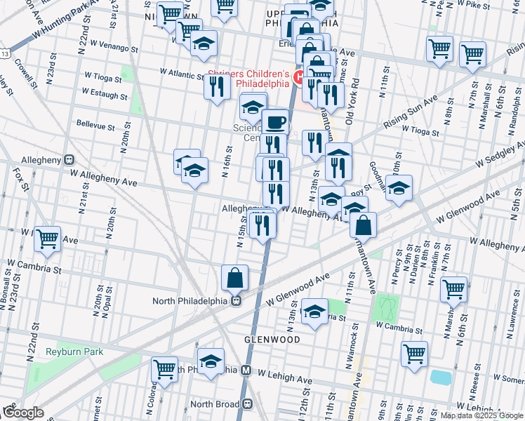 map of restaurants, bars, coffee shops, grocery stores, and more near in Philadelphia