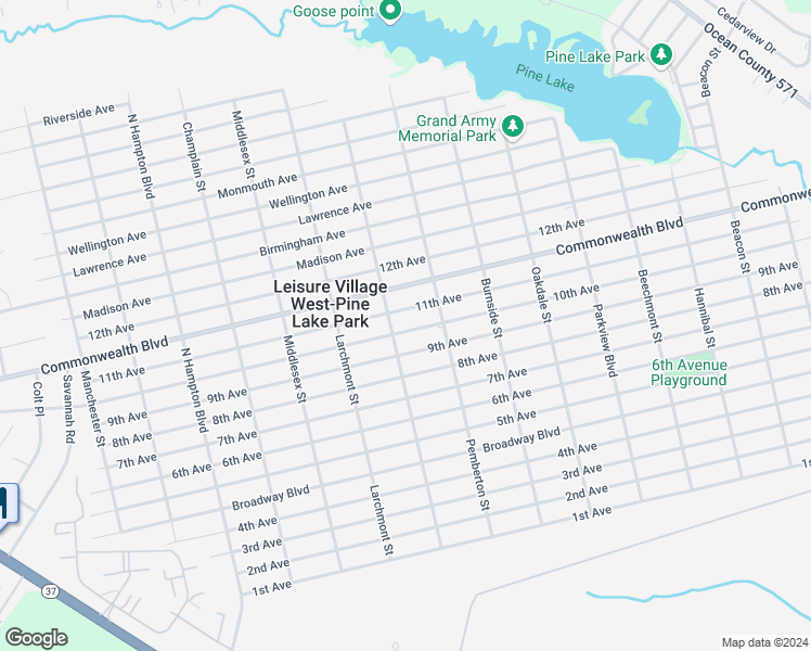 map of restaurants, bars, coffee shops, grocery stores, and more near 1501 Madison Avenue in Toms River