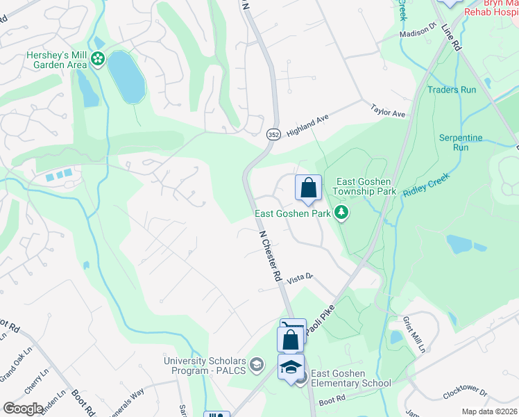 map of restaurants, bars, coffee shops, grocery stores, and more near 937 Monte Vista Drive in West Chester