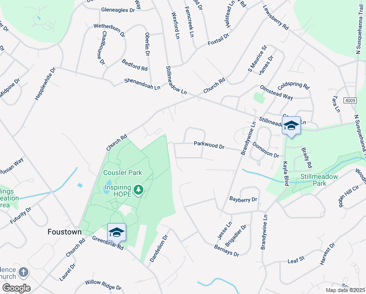 map of restaurants, bars, coffee shops, grocery stores, and more near 676 Parkwood Drive in York