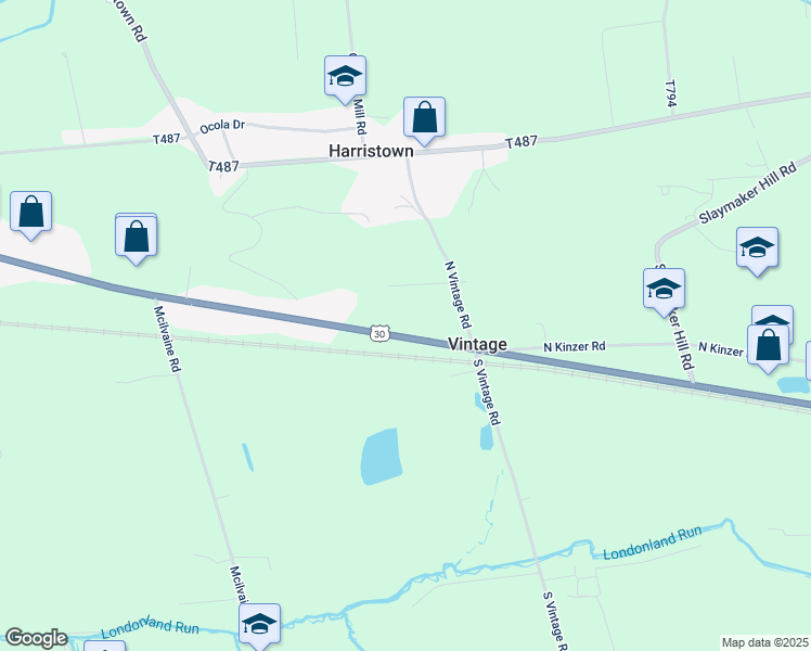 map of restaurants, bars, coffee shops, grocery stores, and more near 3445 Lincoln Highway in Paradise