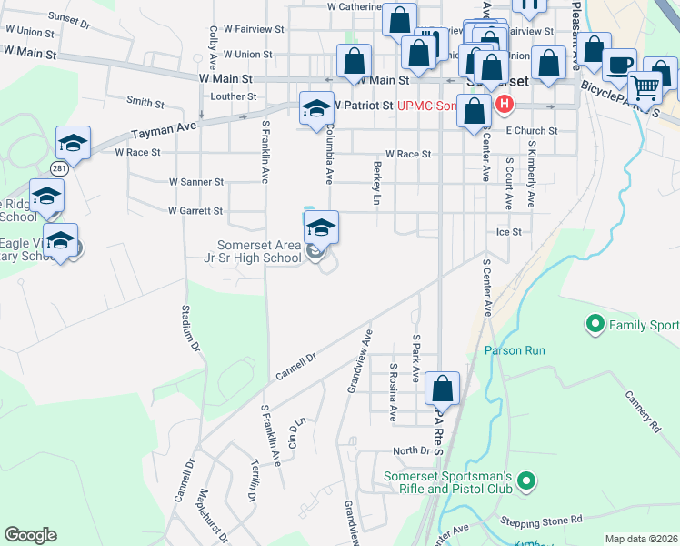 map of restaurants, bars, coffee shops, grocery stores, and more near 698 South Columbia Avenue in Somerset
