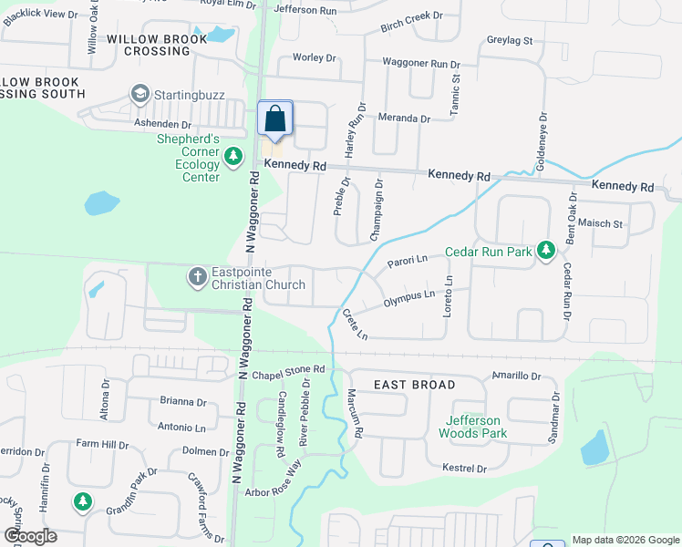map of restaurants, bars, coffee shops, grocery stores, and more near 8214 Creekstone Lane in Blacklick