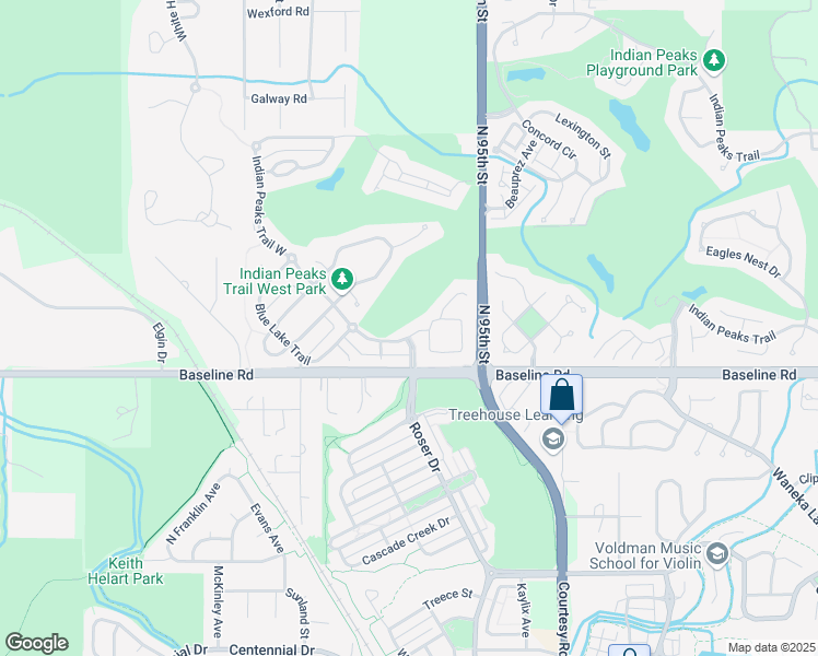 map of restaurants, bars, coffee shops, grocery stores, and more near 2749 Meadow Mountain Trail in Lafayette