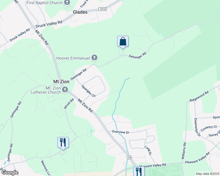 map of restaurants, bars, coffee shops, grocery stores, and more near 2272 Spangler Circle in York