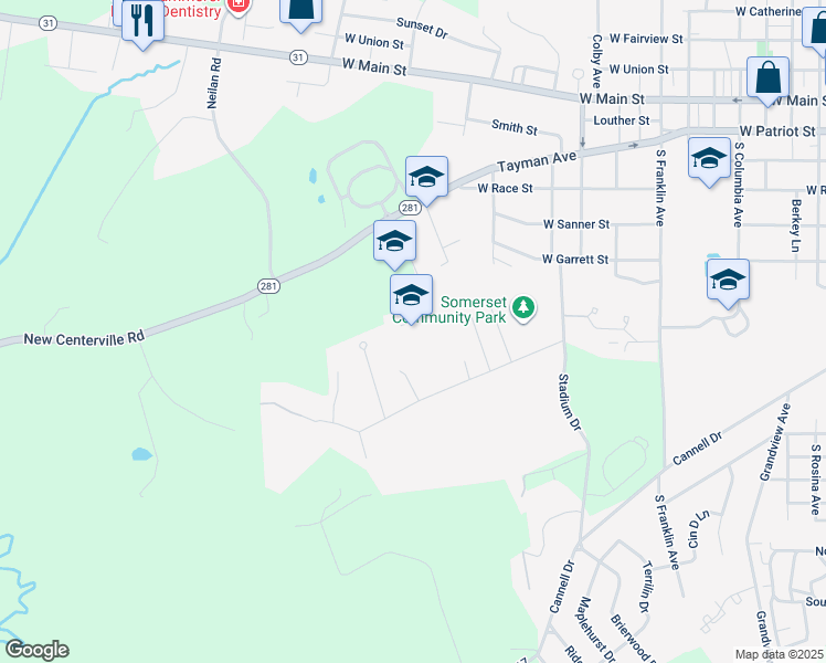 map of restaurants, bars, coffee shops, grocery stores, and more near 191 Discovery Lane in Somerset