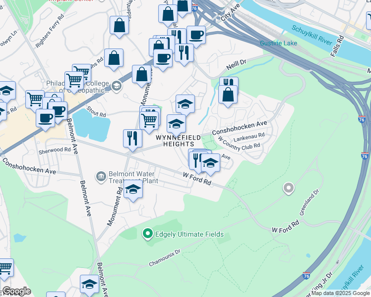 map of restaurants, bars, coffee shops, grocery stores, and more near in Philadelphia