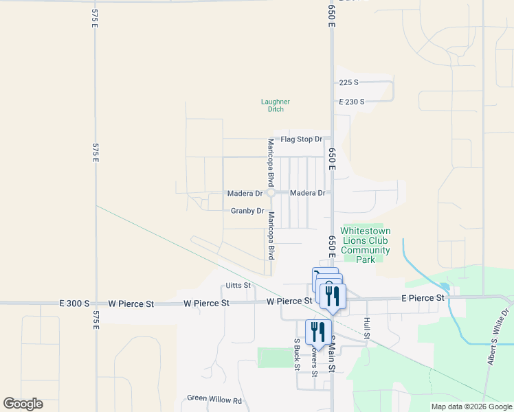 map of restaurants, bars, coffee shops, grocery stores, and more near in Whitestown