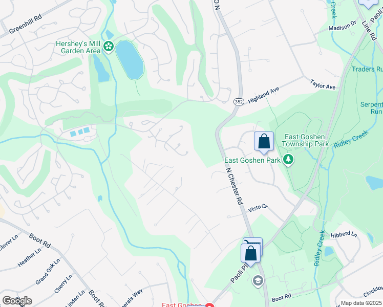 map of restaurants, bars, coffee shops, grocery stores, and more near 326 Devon Way in West Chester