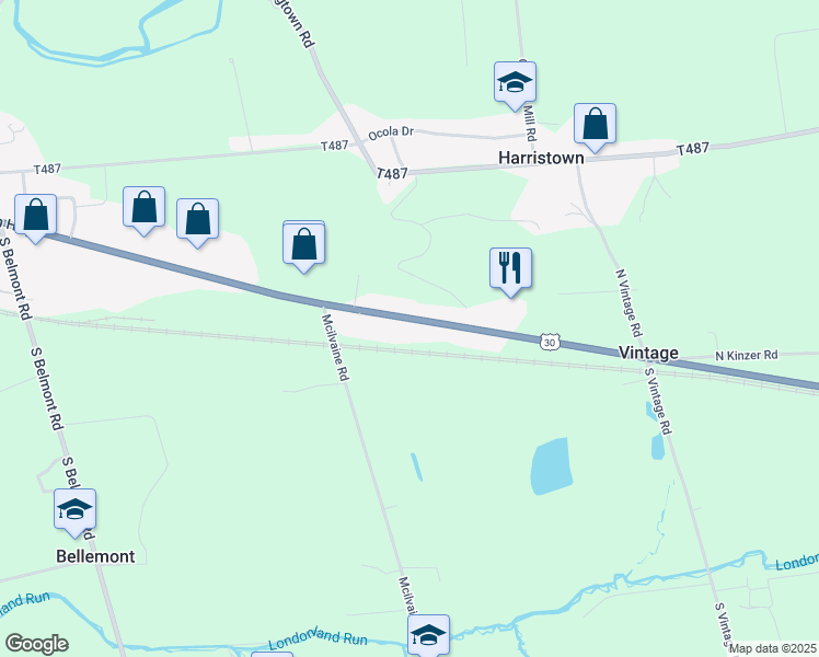 map of restaurants, bars, coffee shops, grocery stores, and more near 3401 Lincoln Highway in Paradise