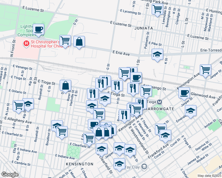 map of restaurants, bars, coffee shops, grocery stores, and more near 3508 Shelbourne Street in Philadelphia