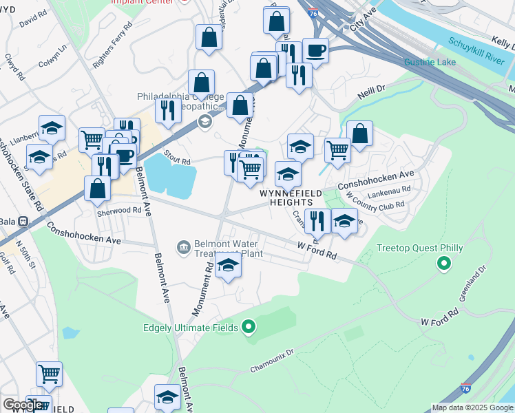 map of restaurants, bars, coffee shops, grocery stores, and more near in Philadelphia