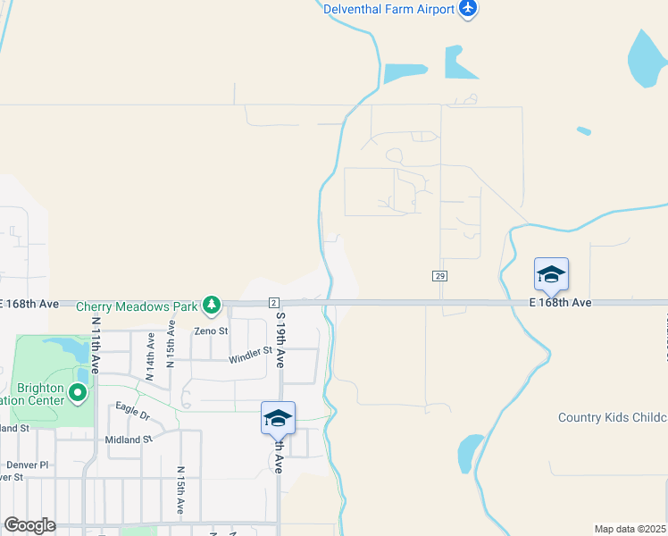map of restaurants, bars, coffee shops, grocery stores, and more near 13715 County Road 2 in Brighton