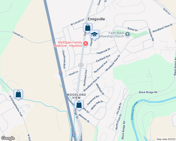 map of restaurants, bars, coffee shops, grocery stores, and more near 2541 Northland Avenue in York