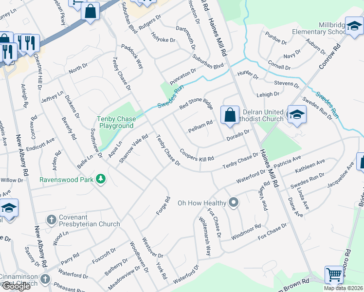 map of restaurants, bars, coffee shops, grocery stores, and more near 139 Dorado Drive in Delran