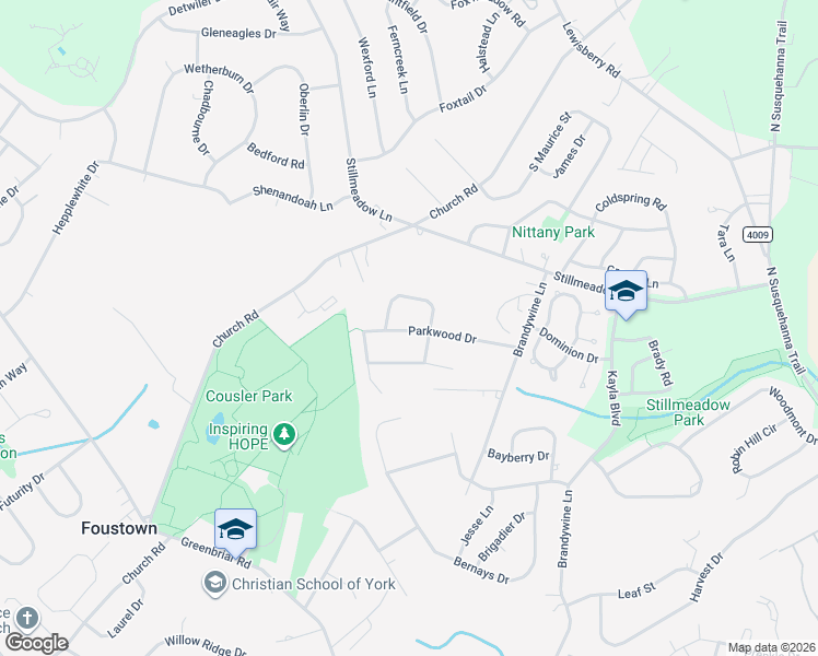 map of restaurants, bars, coffee shops, grocery stores, and more near 663 Parkwood Dr in York