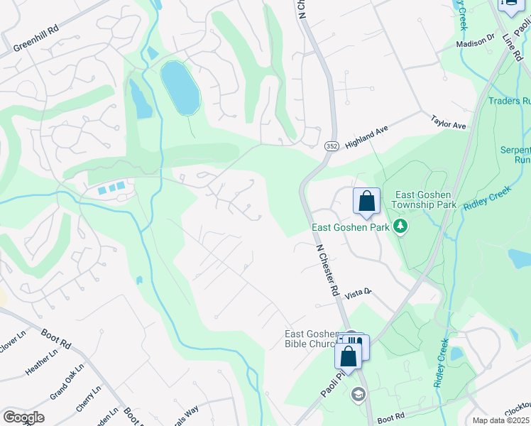 map of restaurants, bars, coffee shops, grocery stores, and more near 326 Devon Way in West Chester