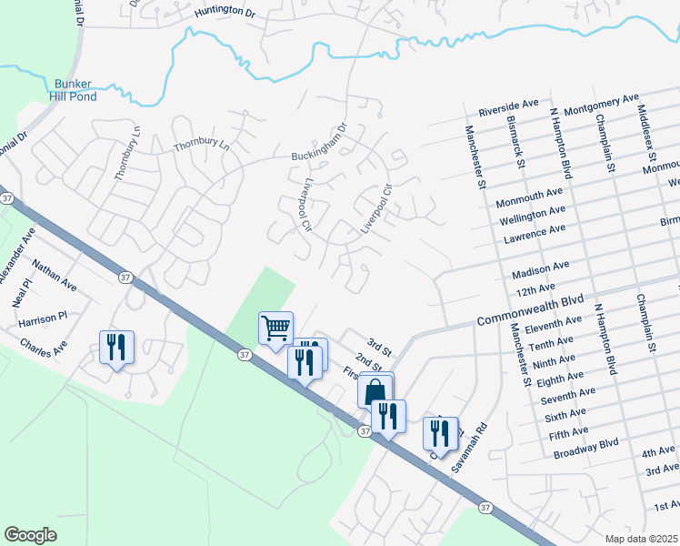 map of restaurants, bars, coffee shops, grocery stores, and more near 874 Winchester Court in Manchester Township