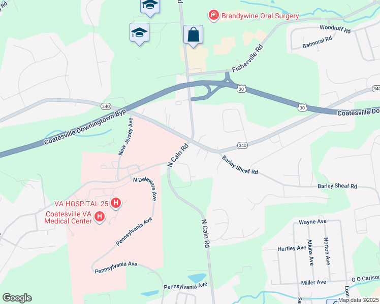 map of restaurants, bars, coffee shops, grocery stores, and more near 1840 Blackhorse Hill Road in Coatesville
