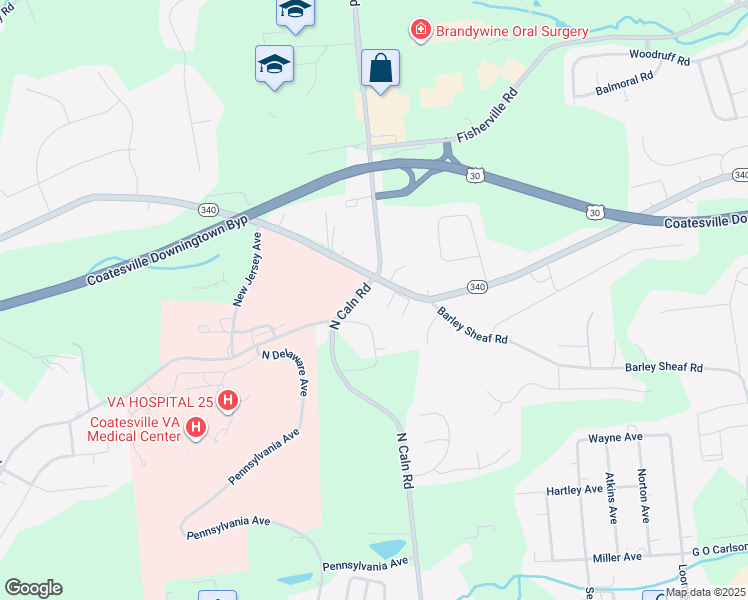 map of restaurants, bars, coffee shops, grocery stores, and more near 1840 Blackhorse Hill Road in Coatesville