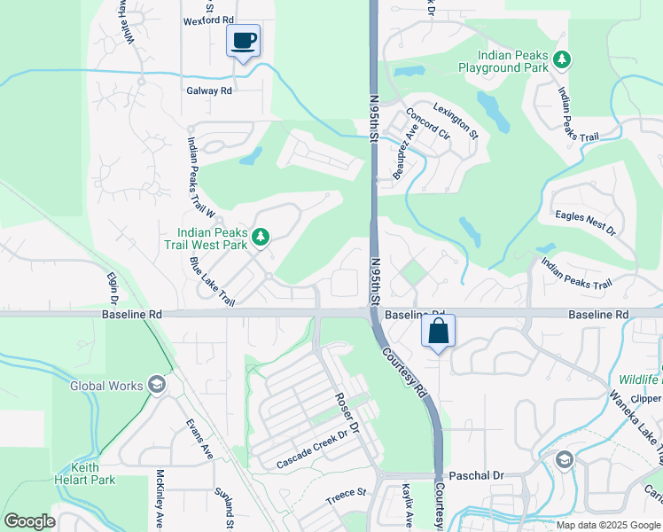 map of restaurants, bars, coffee shops, grocery stores, and more near 2749 Meadow Mountain Trail in Lafayette