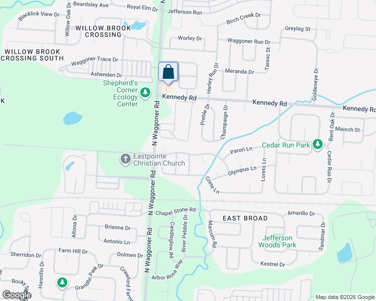 map of restaurants, bars, coffee shops, grocery stores, and more near 8158 Creekstone Lane in Blacklick