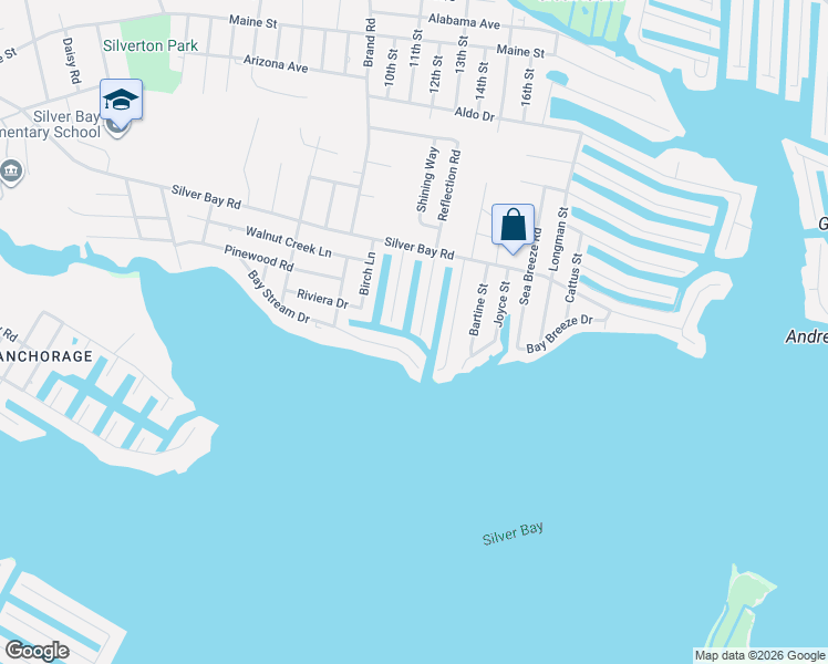 map of restaurants, bars, coffee shops, grocery stores, and more near 2 Lagoon Drive West in Toms River