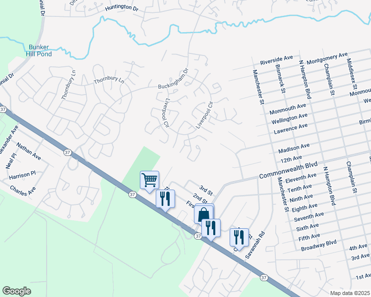map of restaurants, bars, coffee shops, grocery stores, and more near 874 Winchester Court in Manchester Township