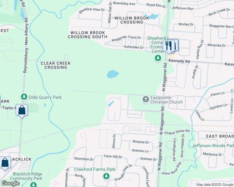 map of restaurants, bars, coffee shops, grocery stores, and more near 7506 Wengert Road in Blacklick