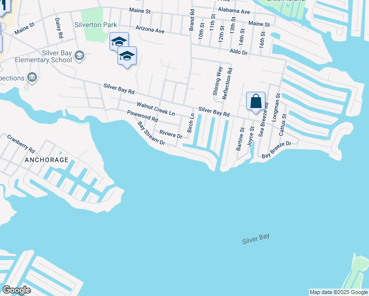 map of restaurants, bars, coffee shops, grocery stores, and more near 214 Bay Stream Drive in Toms River