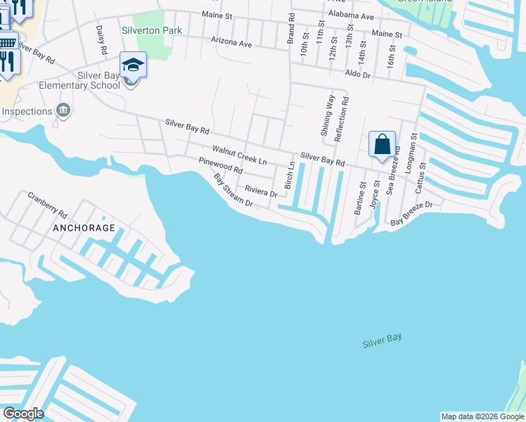 map of restaurants, bars, coffee shops, grocery stores, and more near 203 Bay Stream Drive in Toms River