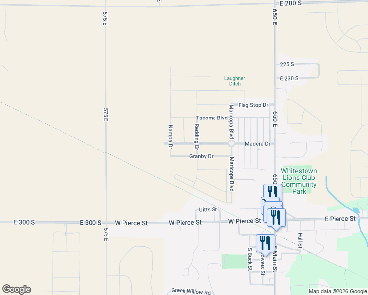 map of restaurants, bars, coffee shops, grocery stores, and more near 680 Uitts Street in Whitestown
