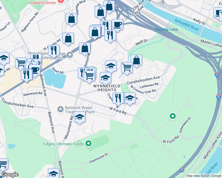map of restaurants, bars, coffee shops, grocery stores, and more near in Philadelphia