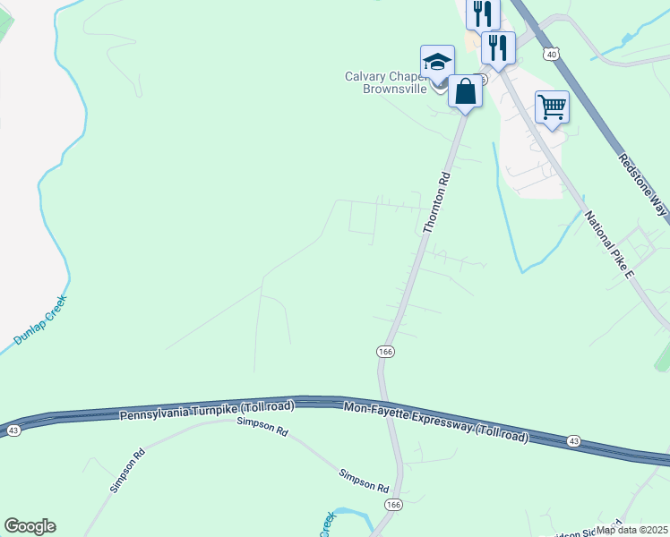 map of restaurants, bars, coffee shops, grocery stores, and more near 125 Simpson Road in Brownsville