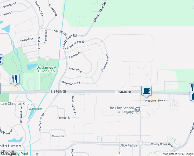 map of restaurants, bars, coffee shops, grocery stores, and more near 14689 Braemar Avenue East in Noblesville